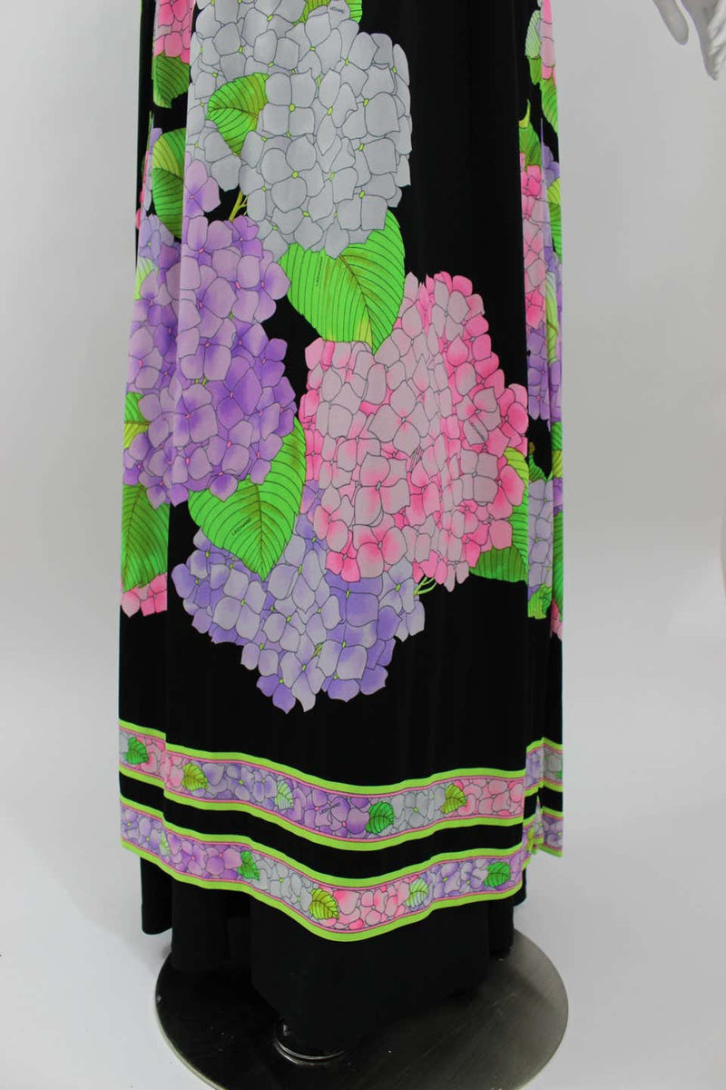 1970s Leonard Paris Caftan & Matching Halter Plunge Back Maxi Dress Vintage