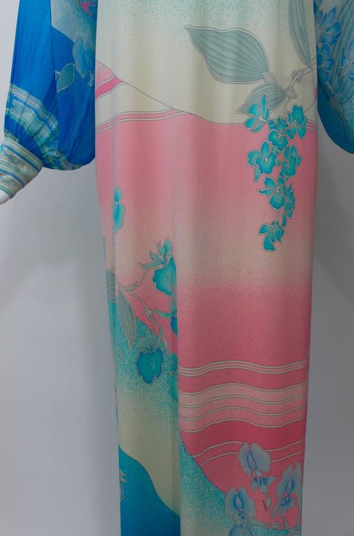 1970s Leonard Paris Silk Chiffon & Jersey Maxi Dress