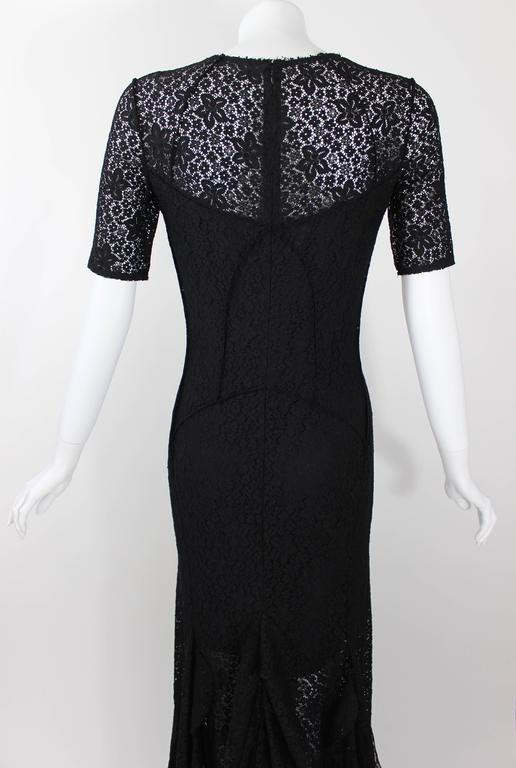Nina Ricci Black Lace Ruffles Fishtail Evening Gown, 2013