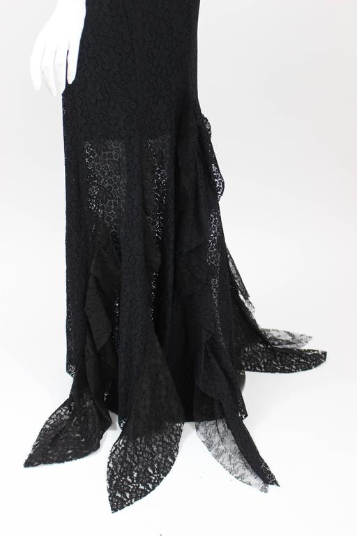 Nina Ricci Black Lace Ruffles Fishtail Evening Gown, 2013