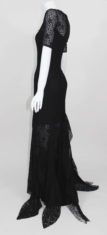Nina Ricci Black Lace Ruffles Fishtail Evening Gown, 2013