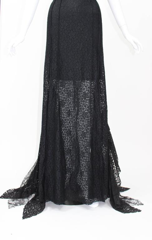 Nina Ricci Black Lace Ruffles Fishtail Evening Gown, 2013