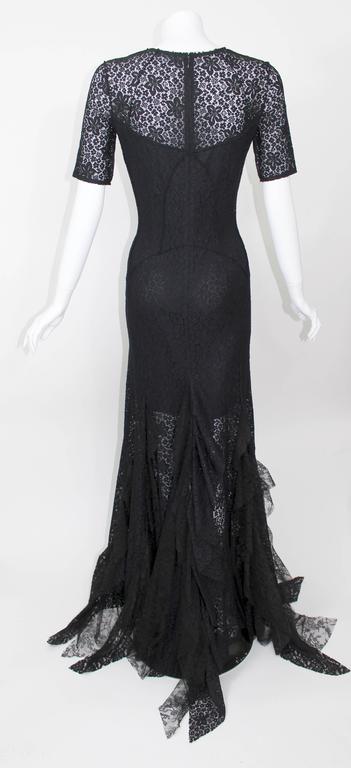 Nina Ricci Black Lace Ruffles Fishtail Evening Gown, 2013