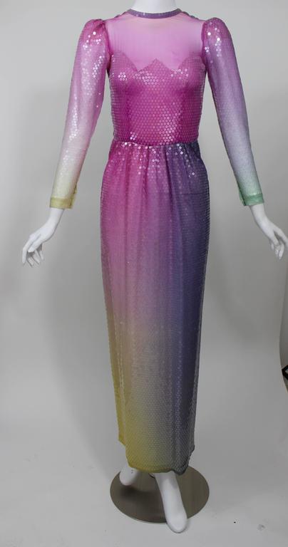 Vintage Loris Azzaro Custom Couture Ombre Sequin Gown