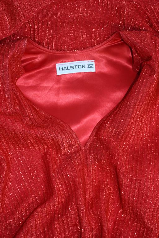 1980s Halston Metallic Red Caftan Dress