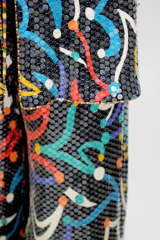 Missoni Vintage Shimmery Silk Jersey Colorful Print Clear Sequin Pant Suit