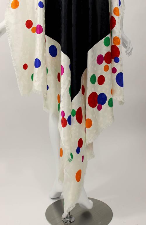 Magnificent Vintage Saint Laurent Silk Color Dot Print Shawl / Scarf YSL