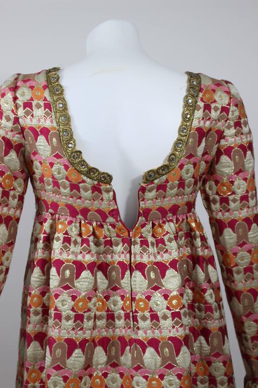 A 1960s Nan Duskin Couture Metallic Brocade Empire Waist Dress