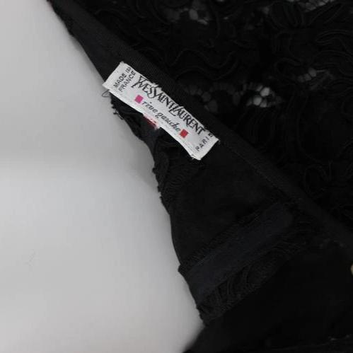 Vintage Yves Saint Laurent Black Strapless Lace and Silk Party Dress YSL