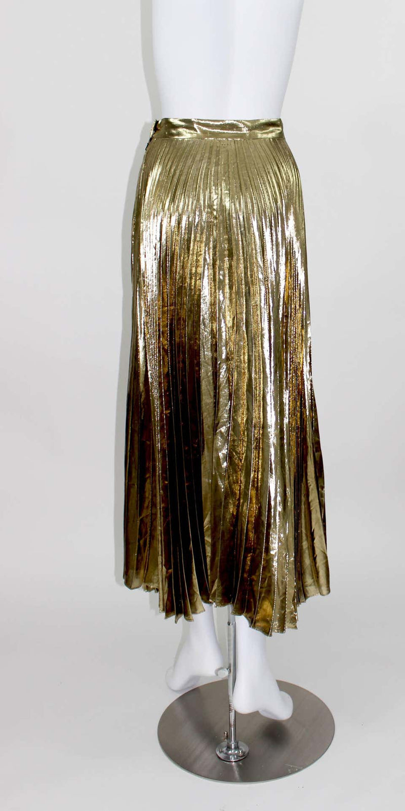 Vintage Halston metallic Gold Accordion Pleat Skirt