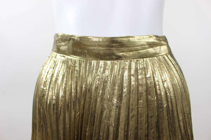 Vintage Halston metallic Gold Accordion Pleat Skirt
