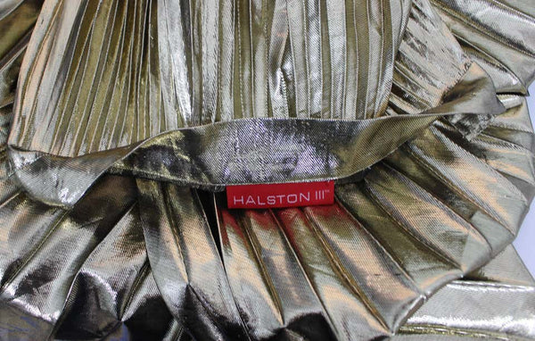 Vintage Halston metallic Gold Accordion Pleat Skirt