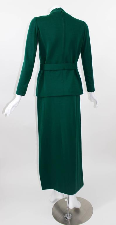 1960s Emerald Green Norman Norell attributed 2pc. Top Skirt Set