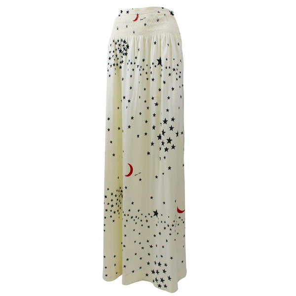 Hanae Mori Vintage Moon & Stars Print Maxi Skirt