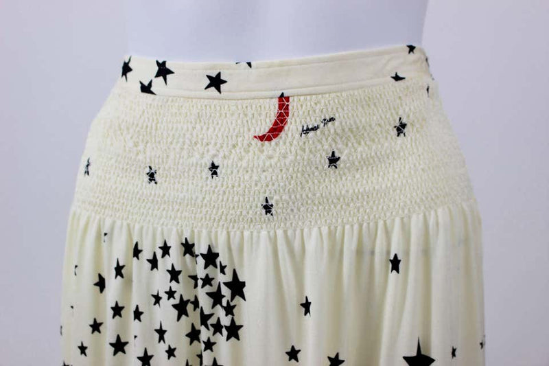 Hanae Mori Vintage Moon & Stars Print Maxi Skirt