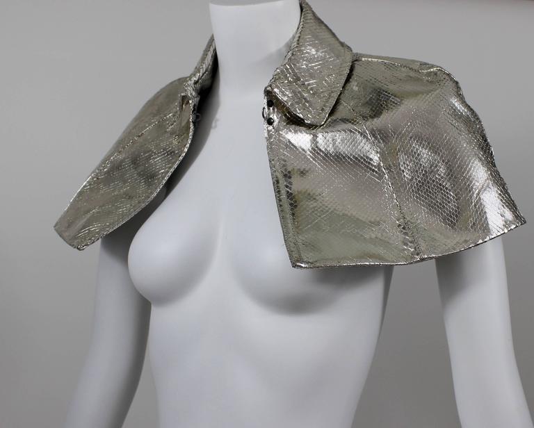 Burberry Cropped Silver metallic Python Cape Spring 2013 Runway