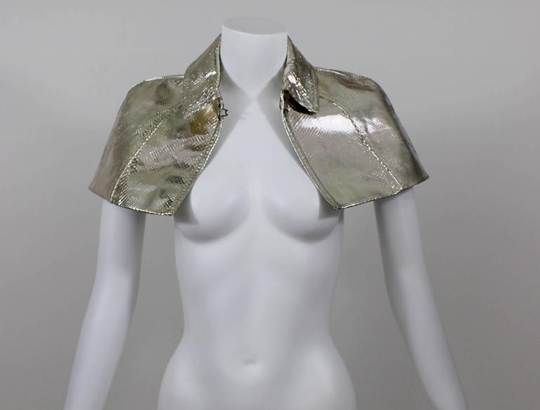 Burberry Cropped Silver metallic Python Cape Spring 2013 Runway
