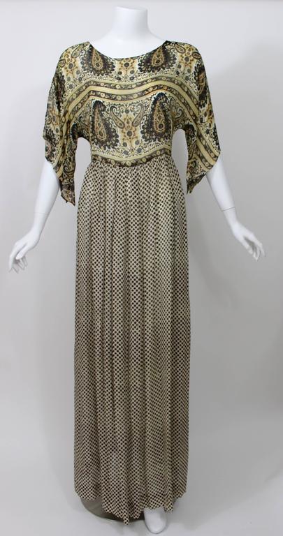 Vintage 1970s Bergdorf Goodman India Silk Maxi Dress