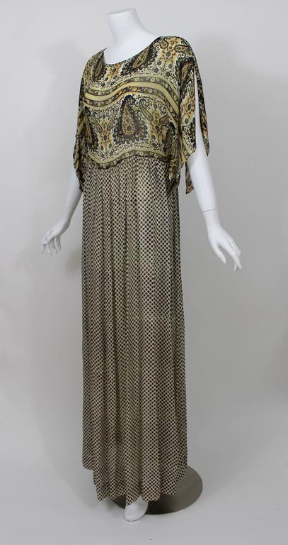 Vintage 1970s Bergdorf Goodman India Silk Maxi Dress