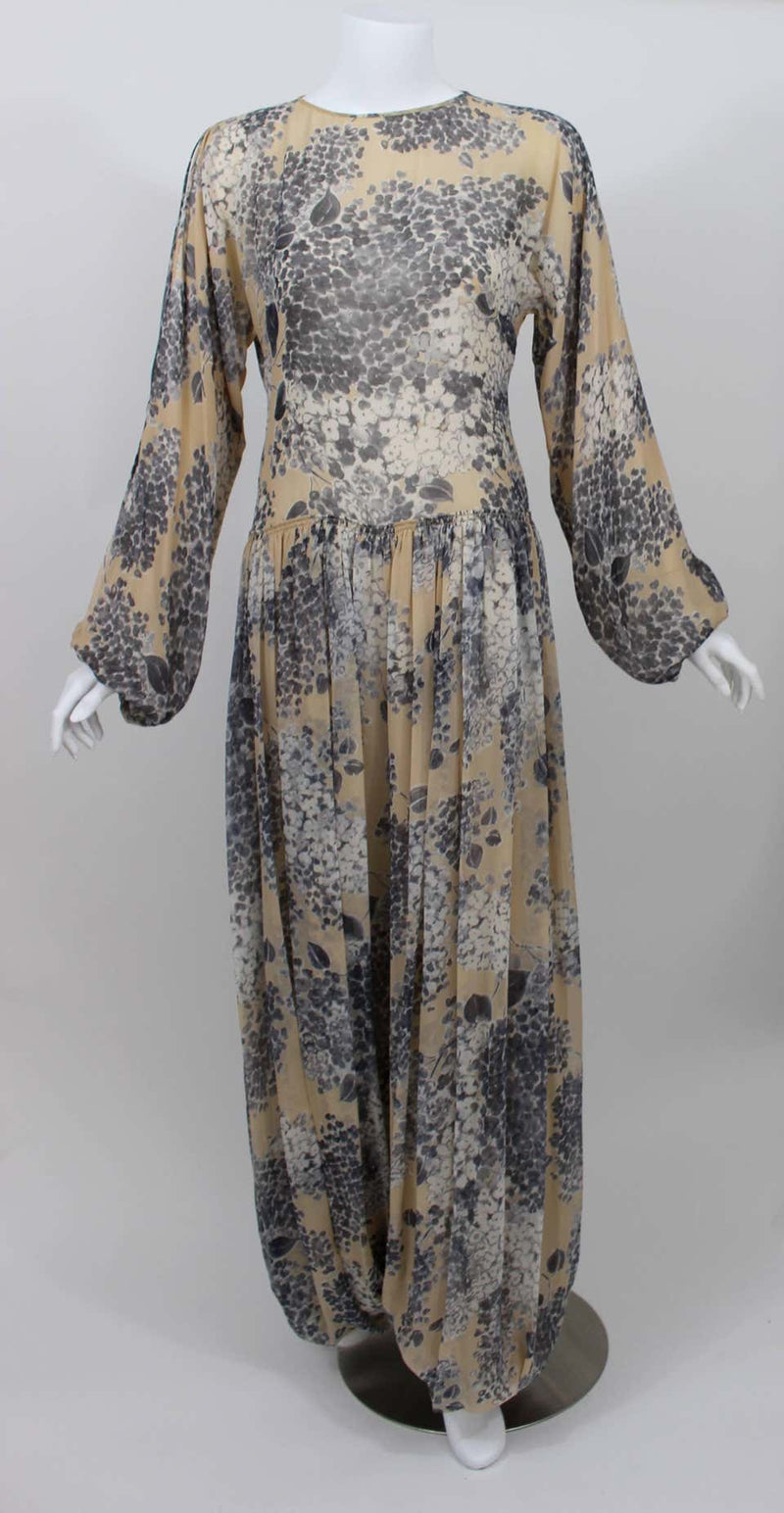 Vintage Galanos att. Silk Chiffon Palazzo Pant Jumpsuit