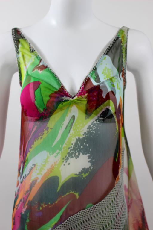 Missoni Runway 2004 Silk Colorful Fringe Scarf / Cape Dress
