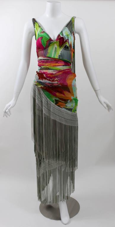 Missoni Runway 2004 Silk Colorful Fringe Scarf / Cape Dress