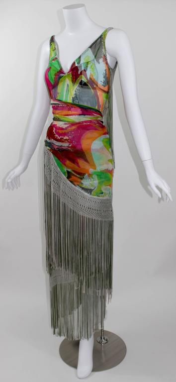 Missoni Runway 2004 Silk Colorful Fringe Scarf / Cape Dress