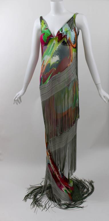 Missoni Runway 2004 Silk Colorful Fringe Scarf / Cape Dress