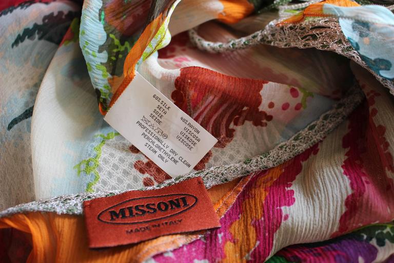 Missoni Runway 2004 Silk Colorful Fringe Scarf / Cape Dress