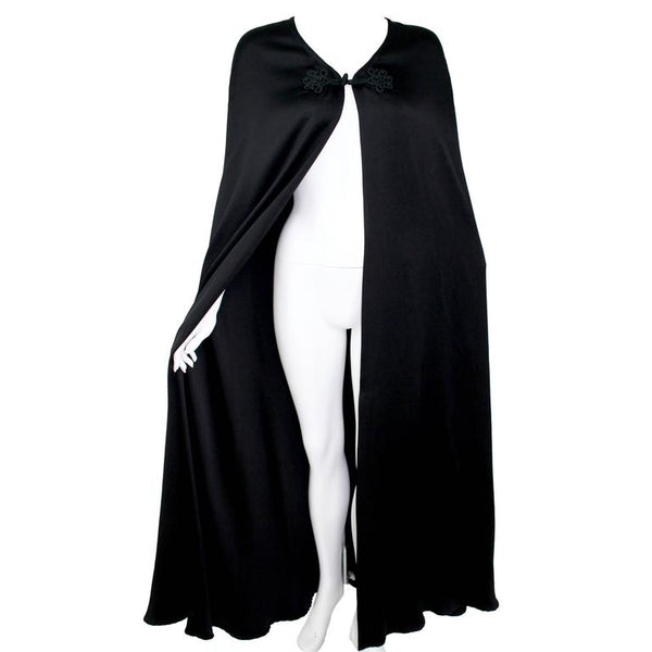 Valentino Haute Couture Vintage Black Silk Satin Cape