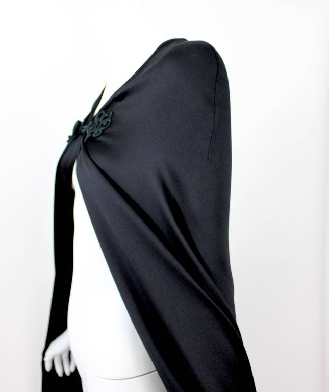 Valentino Haute Couture Vintage Black Silk Satin Cape