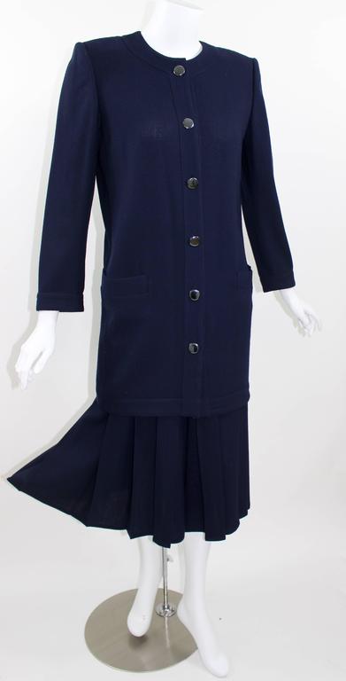 Vintage Chloe Karl Lagerfeld Navy Crepe Jacket pleated culottes/ gaucho pants