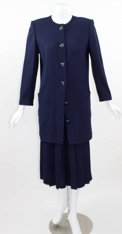 Vintage Chloe Karl Lagerfeld Navy Crepe Jacket pleated culottes/ gaucho pants