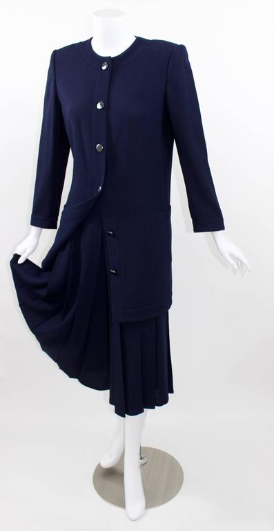 Vintage Chloe Karl Lagerfeld Navy Crepe Jacket pleated culottes/ gaucho pants