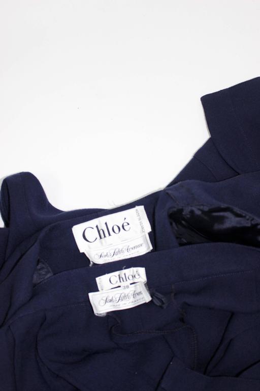 Vintage Chloe Karl Lagerfeld Navy Crepe Jacket pleated culottes/ gaucho pants