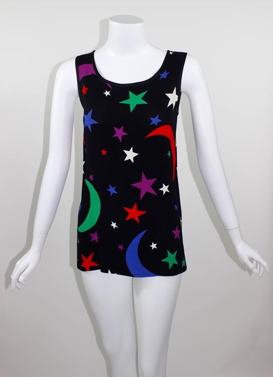 1979 YSL Yves Saint Laurent Moon & Stars Sleeveless Top Documented