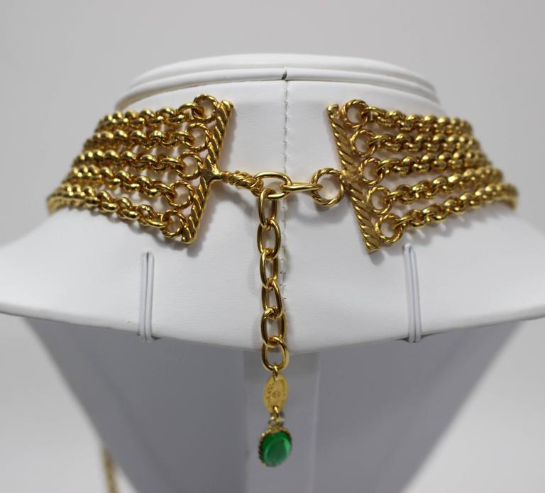 Chanel 5 Strand Gold Chain Colorful Gripoix Bead Necklace, 1980s