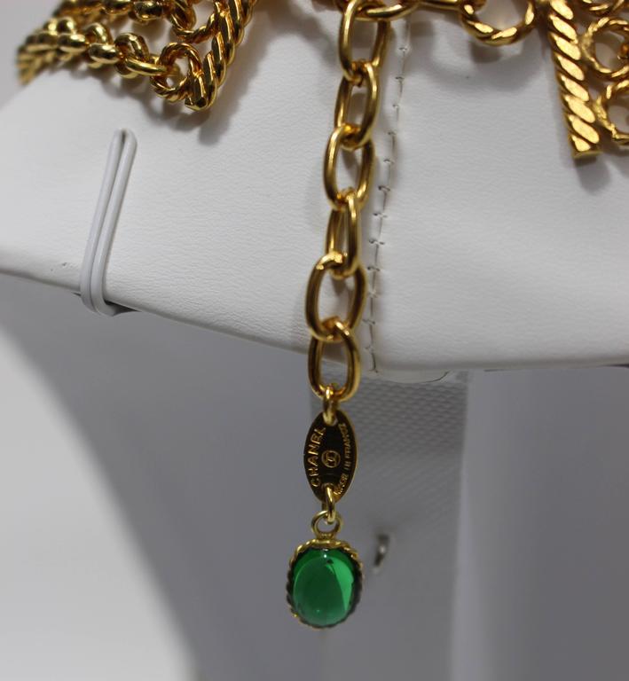 Chanel 5 Strand Gold Chain Colorful Gripoix Bead Necklace, 1980s