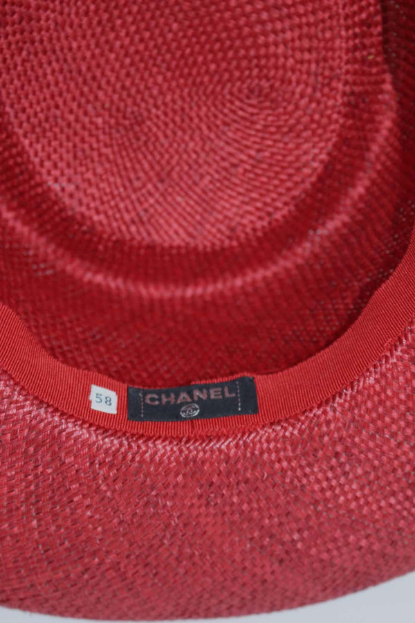 Vintage Chanel Cherry Red Straw Hat
