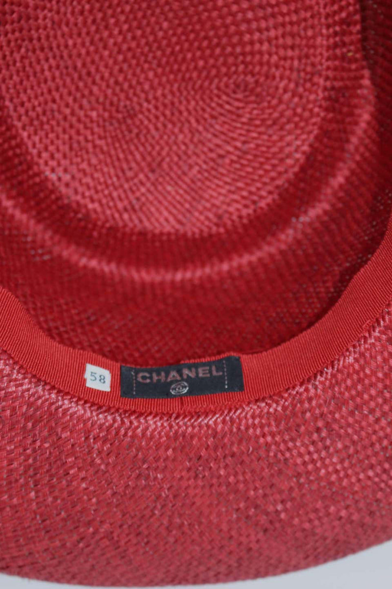 Vintage Chanel Cherry Red Straw Hat