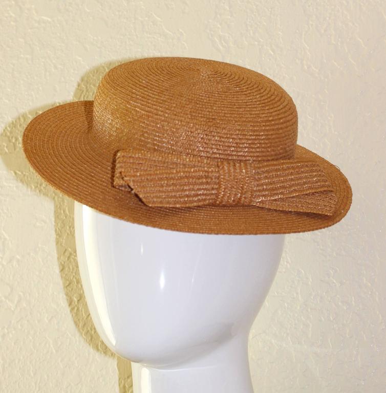 Vintage Emillio Pucci Woven Straw Tan Hat with Bow