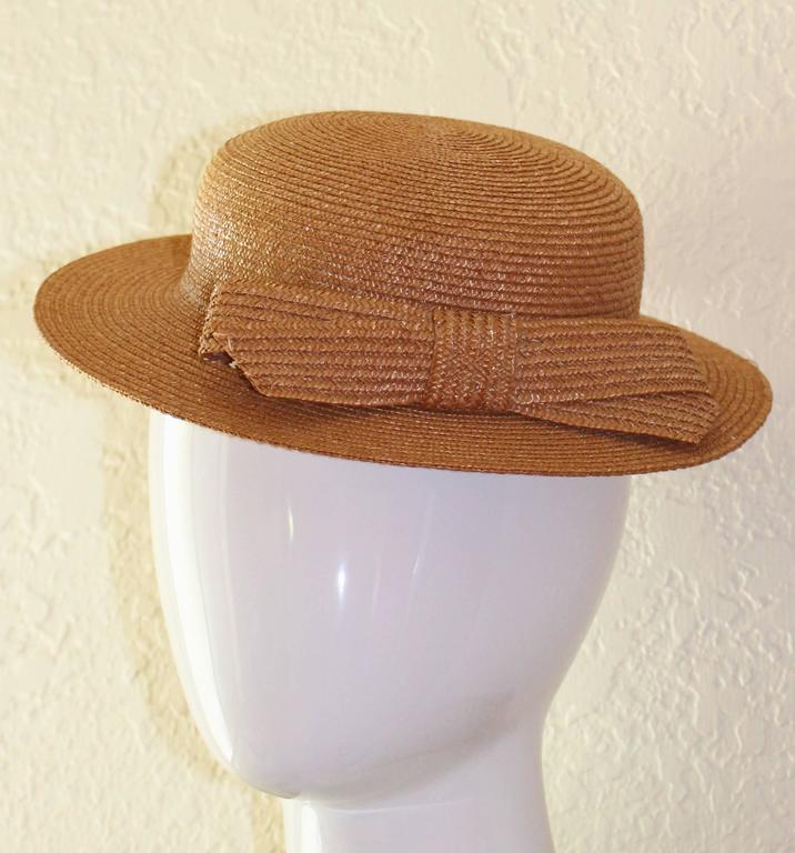 Vintage Emillio Pucci Woven Straw Tan Hat with Bow