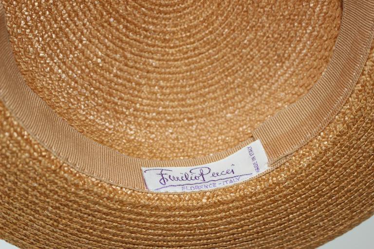 Vintage Emillio Pucci Woven Straw Tan Hat with Bow