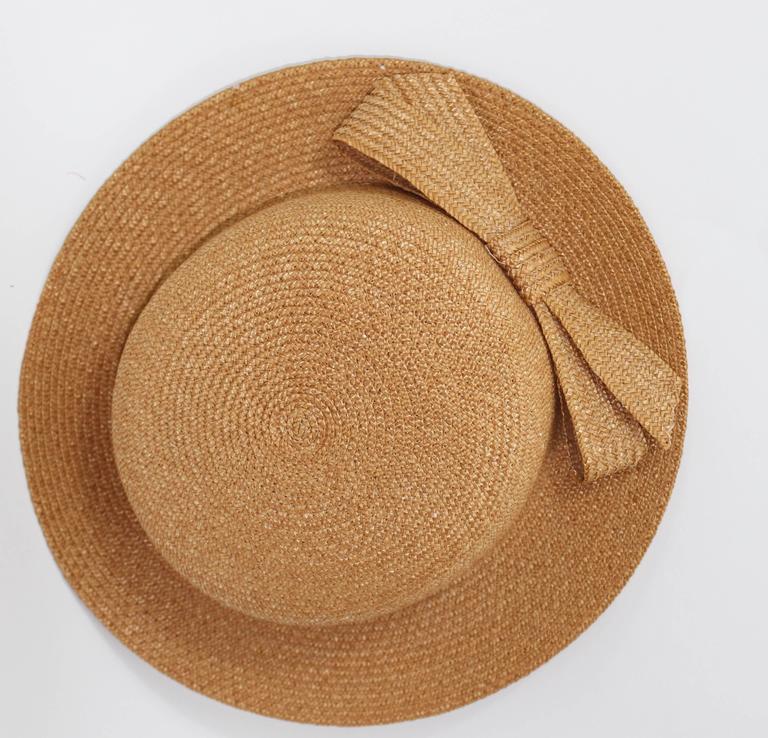 Vintage Emillio Pucci Woven Straw Tan Hat with Bow