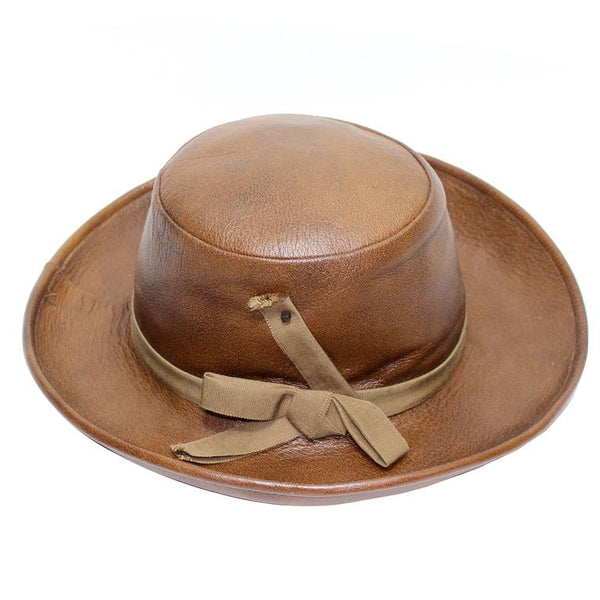 Yves Saint Laurent 1970s Brown Leather Hat Vintage YSL