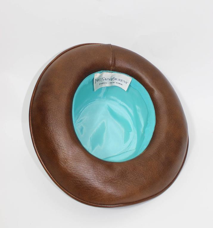 Yves Saint Laurent 1970s Brown Leather Hat Vintage YSL