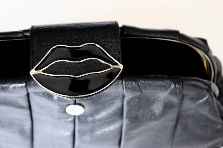 Yves Saint Laurent Black Dali Lips Clutch YSL 2003 Tom Ford Era Collectors