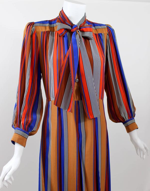 Vintage Yves Saint Laurent Striped Silk Dress