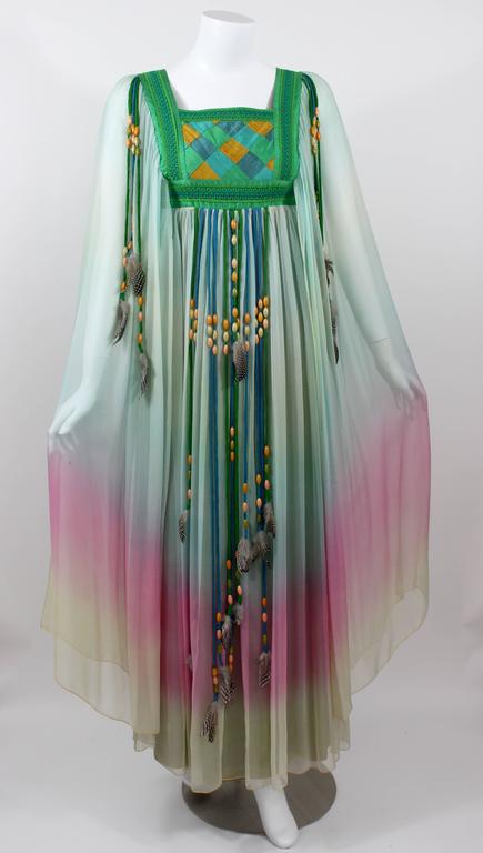 1975 Gina Fratini Elizabeth Taylor Ombre Chiffon Wedding Dress Documented 1975 Gina Fratini Elizabeth Taylor Ombre Chiffon Wedding Dress Documented