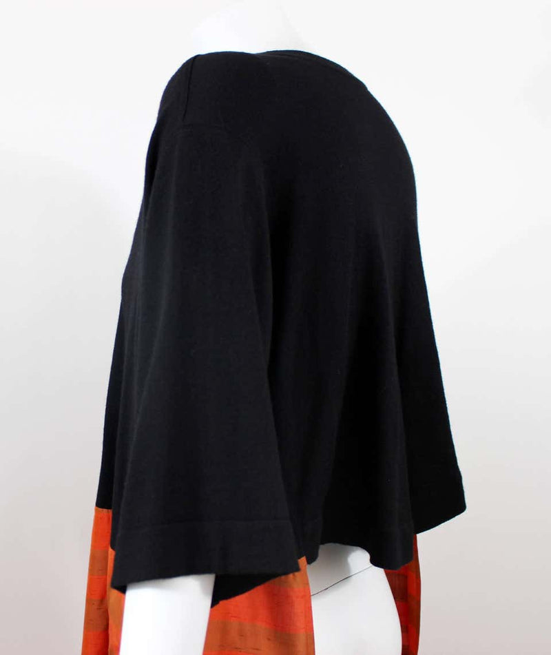 Vintage Gianfranco Ferré Black Wool & Orange Stripe Silk Sweater & Shawl